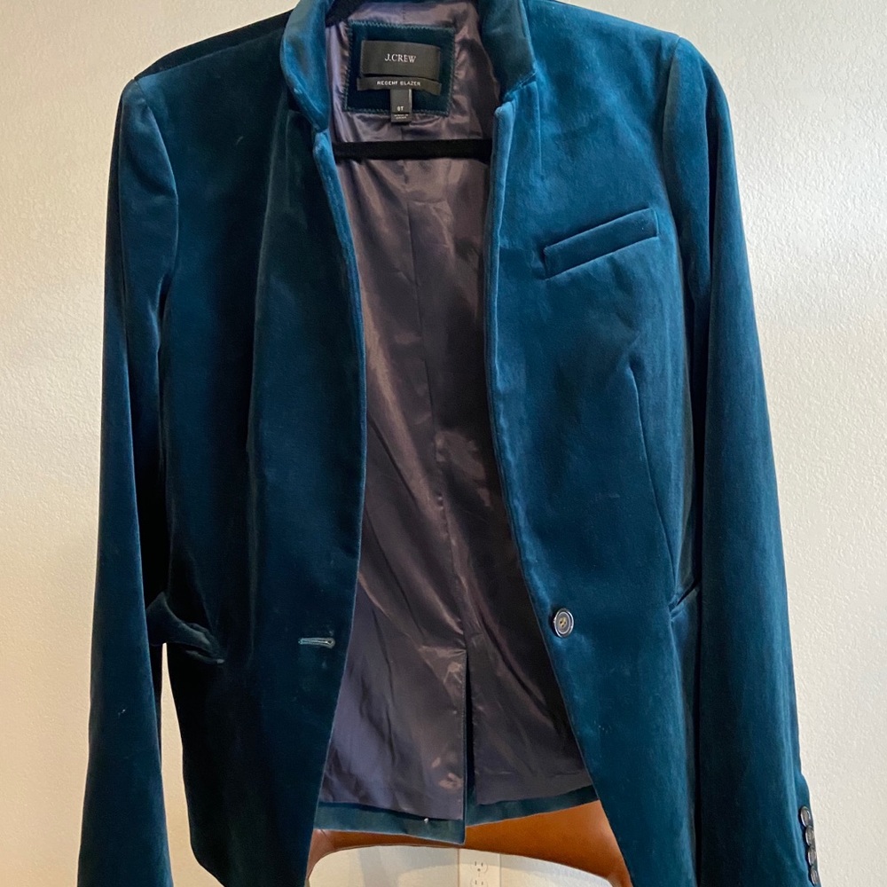 Faux Velvet Jewel Tone Blazer